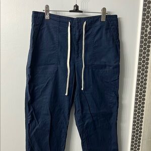 LOFT Blue Cropped Pants with Drawstring Waist
